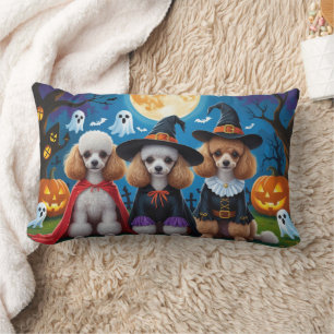 Coussin Rectangle Poodle Chiens Citrouille Halloween drôle