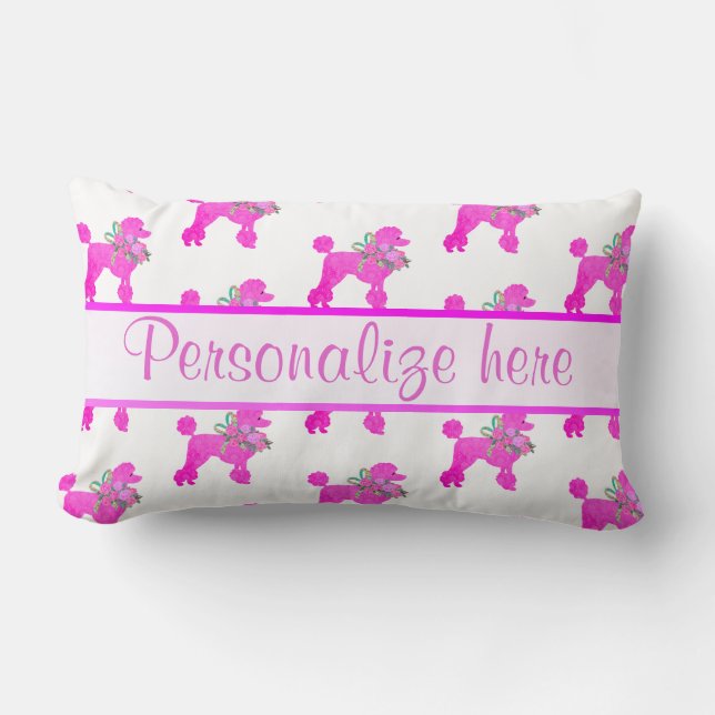 Coussin Rectangle Poodle rose personnalisé (Recto)