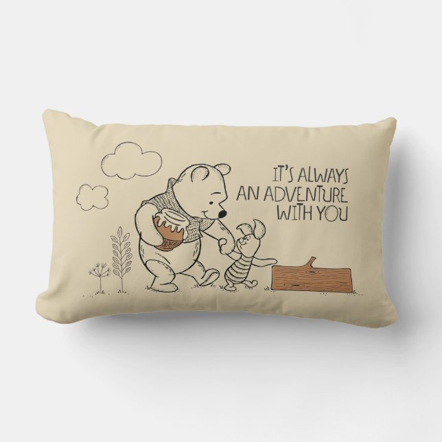 Coussin Rectangle Pooh & Piglet | C'est toujours une aventure avec v (Recto)