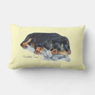 Coussin Rectangle portrait peinture de chiot mignon rottweiler chien