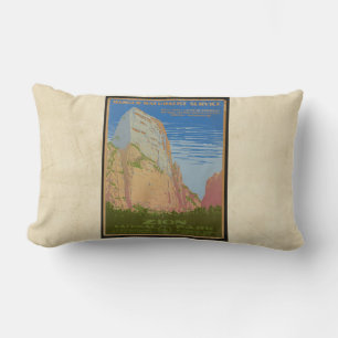 Coussin Rectangle Poster de voyage du parc vintage de Sion sur bronz
