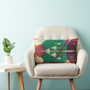 Coussin Rectangle Poster de Voyage Espace Rétro - Système Solaire Gr
