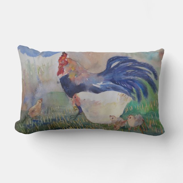 Coussin Rectangle Poulet et citation (Recto)