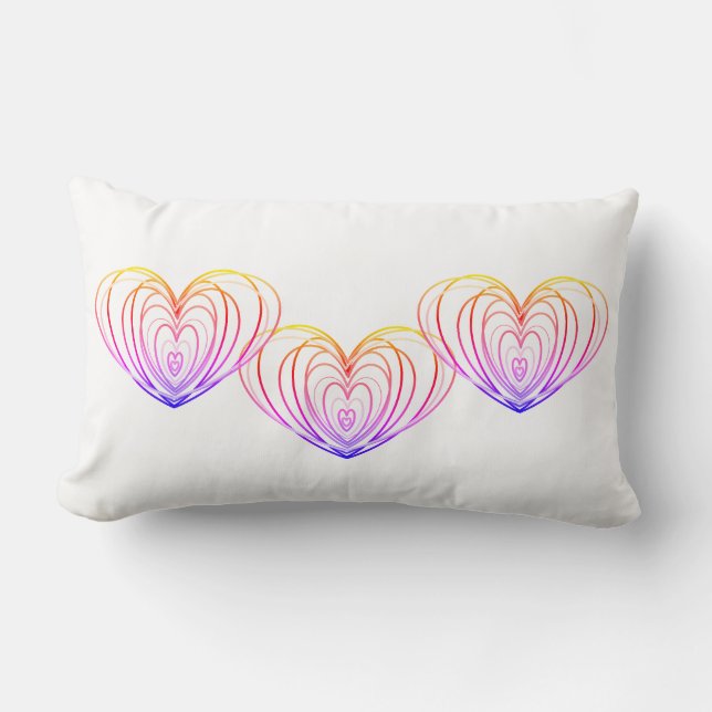 Coussin Rectangle Pour la Saint-Valentin Cœurs Devant et Derrière Bl (Recto)