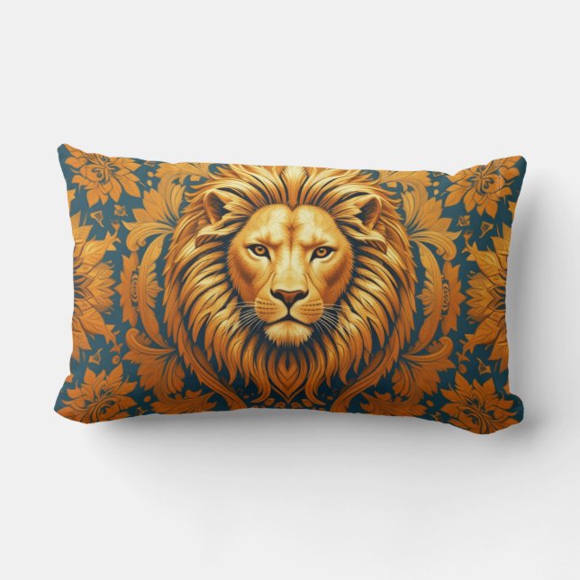 Coussin Rectangle Poussin Lion Fleur 33 x 53 Coton (Verso)
