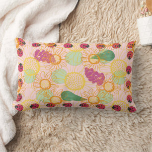 Coussin Rectangle Poussins et fruits du jardin Lumbar Cuisine