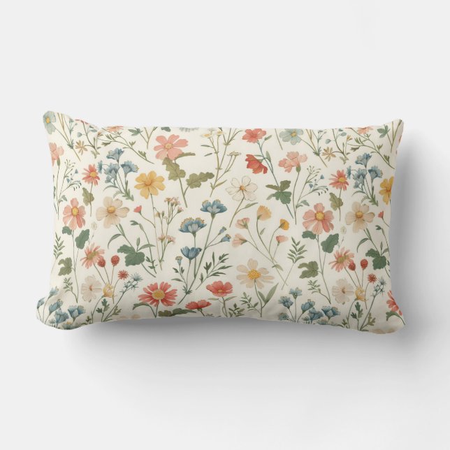 Coussin Rectangle Pré Fleur sauvage rustique (Recto)