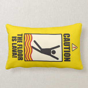 Coussin Rectangle PRÉCAUTION. Le plancher est signe de lave. coussi