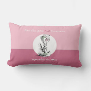 Coussin Rectangle Première communion de la petite-fille Rose, Calice