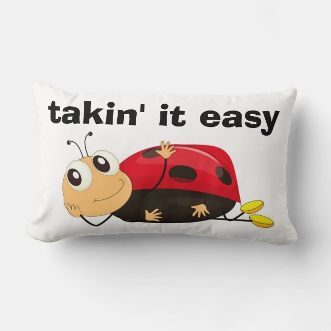 COUSSIN RECTANGLE "PRENDS ÇA MOLLO" COCCINELLE (Recto)