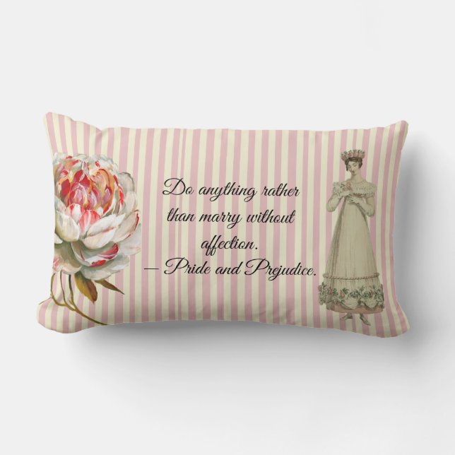 Coussin Rectangle Prière et préjugé rose rayé citation (Recto)