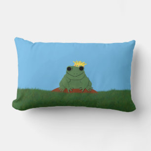 Coussin Rectangle Prince de grenouille lunaire avec couronne