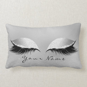 Coussin Rectangle Princesse nommée argentée Beauty Lashes Glitter
