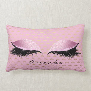 Coussin Rectangle Princesse Rose Gold Parties scintillant Lashes Nom