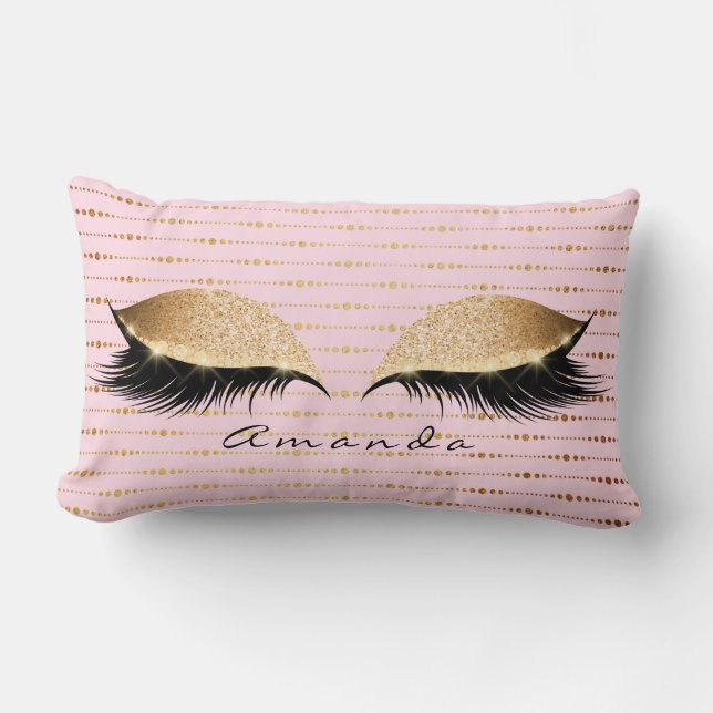 Coussin Rectangle Princesse Rose Gold Parties scintillant Lashes Nom (Recto)