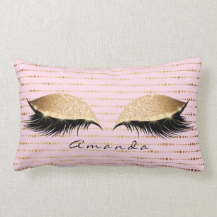 Coussin Rectangle Princesse Rose Gold Parties scintillant Lashes Nom