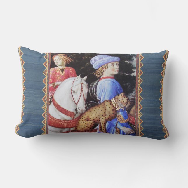 Coussin Rectangle Procession de Magus Melchior, Cheval, Chat sauvage (Recto)