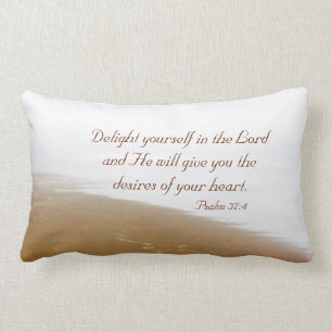 Coussin Rectangle Psaume 37:4 Verse de la Bible, Plage de Sandy Ocea