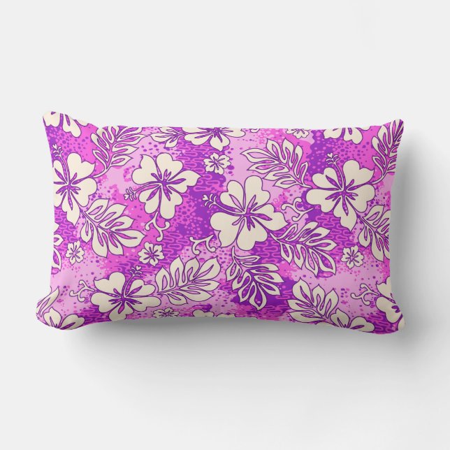 Coussin Rectangle Pua Aloha Hawaiian Heart Formé Hibiscus (Recto)