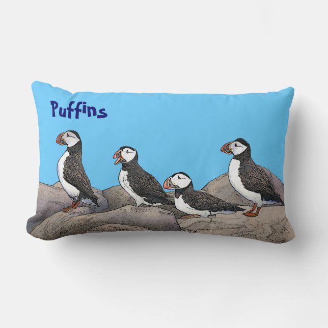 Coussin Rectangle Puffins de l'Atlantique (Recto)