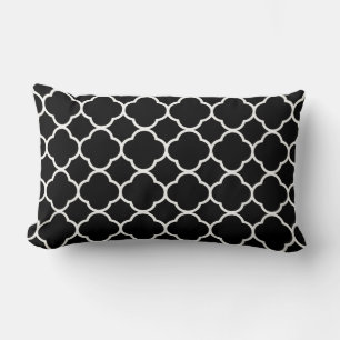 Coussin Rectangle Quatrefoil noir blanc treillis Couleur personnalis