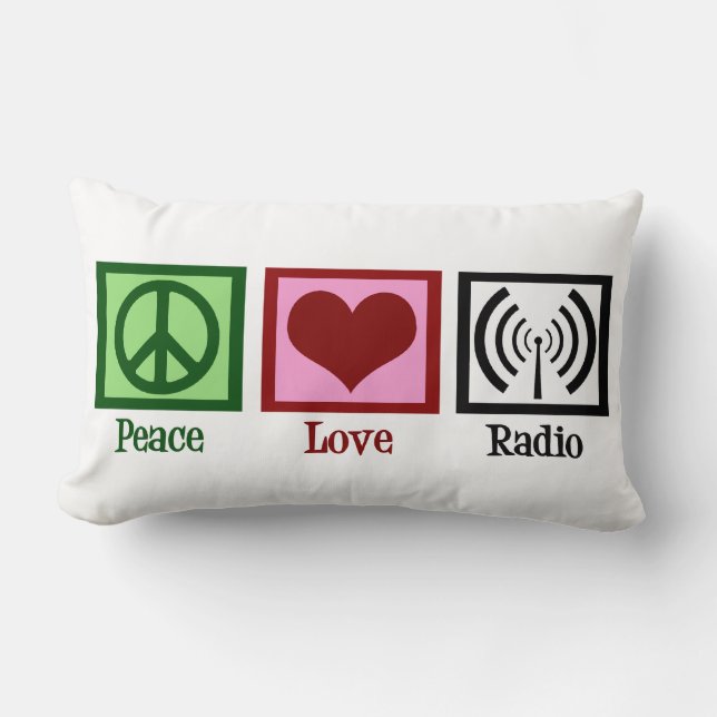 Coussin Rectangle Radio d'amour de paix (Recto)