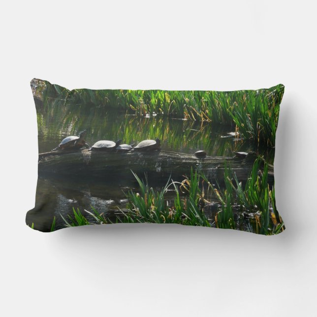 Coussin Rectangle Rangée de tortues Green Nature Photo (Recto)