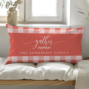 Coussin Rectangle Rassembler corail d'automne et vérification de buf