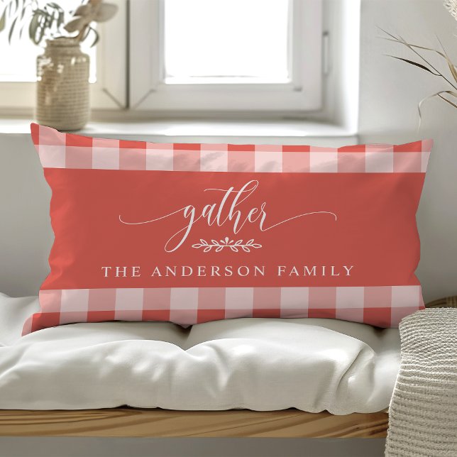 Coussin Rectangle Rassembler corail d'automne et vérification de buf (Créateur téléchargé)