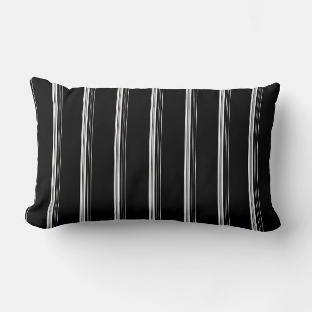 Coussin Rectangle Rayé noir blanc chic  (Recto)