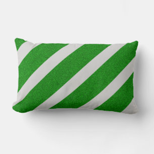 Coussin Rectangle Rayure Verte Pailletée