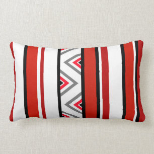 Coussin Rectangle Rayures blanches noires rouges