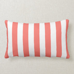 Coussin Rectangle Rayures de cabane dans le corail vivant