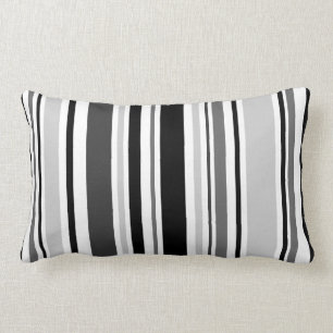 Coussin Rectangle Rayures grises, noires, blanches géométriques