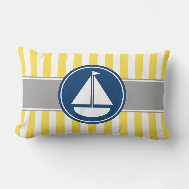 Coussin Rectangle Rayures jaunes de voilier (Recto)