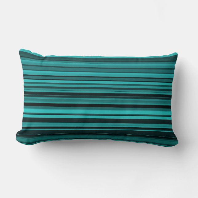 Coussin Rectangle Rayures noires et sarcelle (Recto)