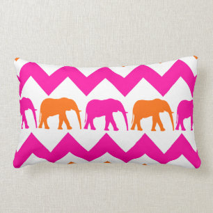 Coussin Rectangle Rayures oranges de Chevron d'éléphants de roses