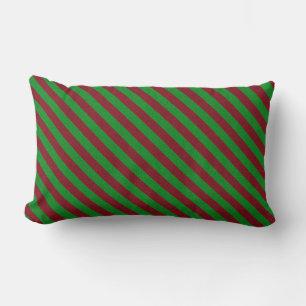 Coussin Rectangle Rayures rouges et vertes pailletées