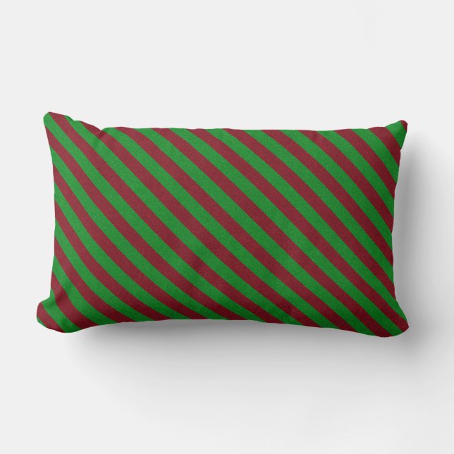 Coussin Rectangle Rayures rouges et vertes pailletées (Recto)