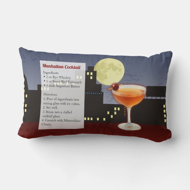 Coussin Rectangle Recette de cocktail Manhattan (Verso)