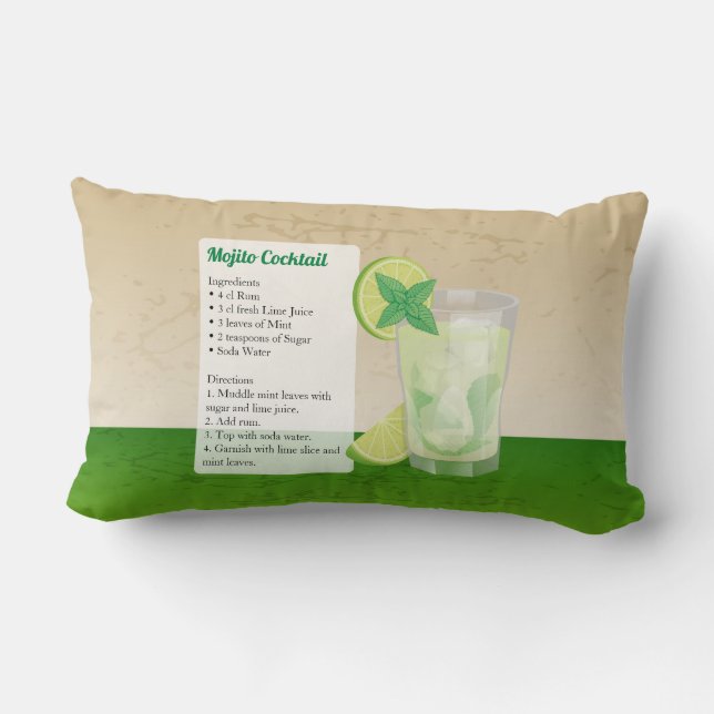 Coussin Rectangle Recette de cocktail Mojito (Verso)