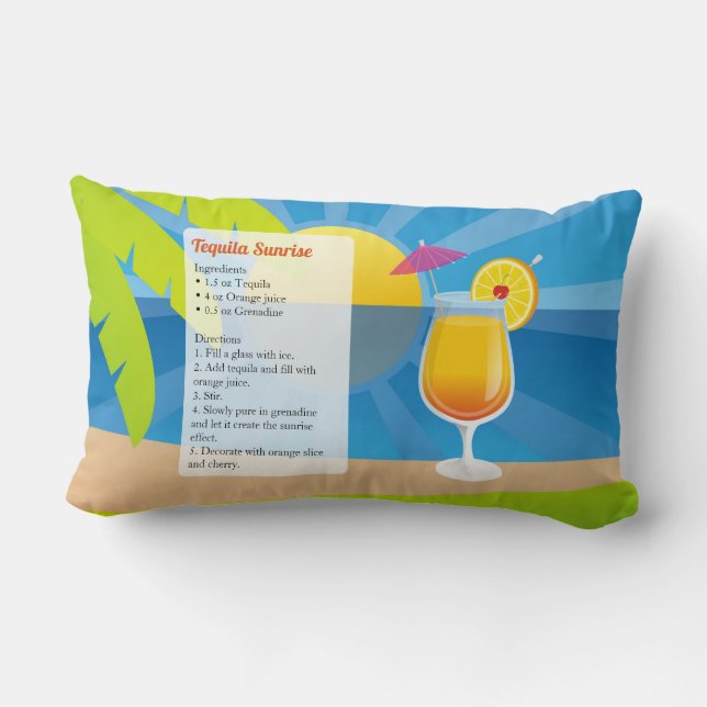 Coussin Rectangle Recette de Tequila Sunrise (Verso)