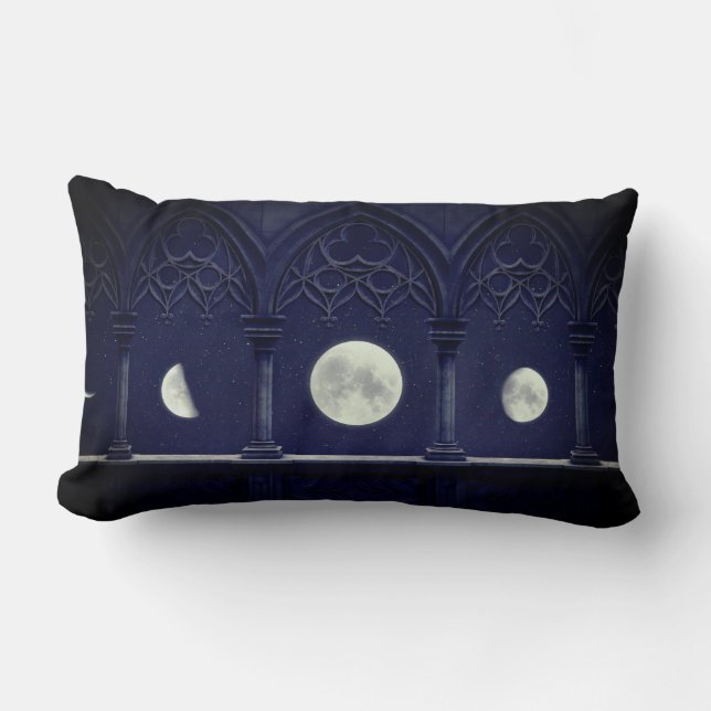 Coussin Rectangle Recherche de fenêtre Lancet avec phases de lune (Recto)