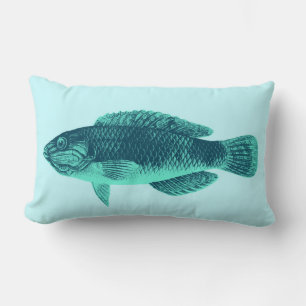 Coussin Rectangle Récif tropical des Caraïbes, sarcelle, turquoise e