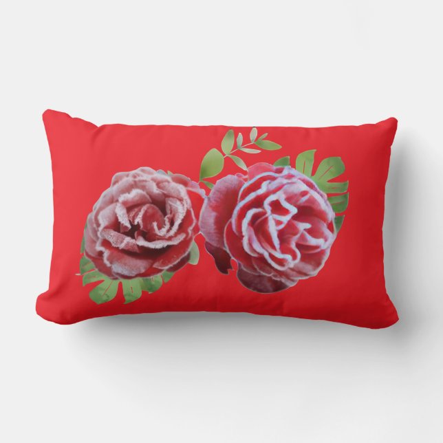 Coussin Rectangle red flower pillow (Recto)