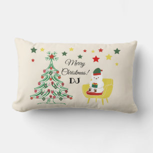 Coussin Rectangle Red Green Yellow Tree Oear Vintage Joyeux Noël