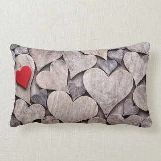 Coussin Rectangle Red heart pillow. Valentines day presents.