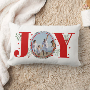 Coussin Rectangle Red Joy avec baies photo de Noël
