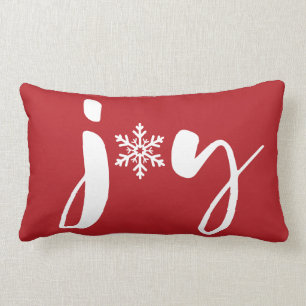 Coussin Rectangle Red White Noël Joie Flambeau de neige