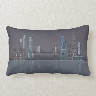 Coussin Rectangle Réflexions de nuit d'horizon de New York